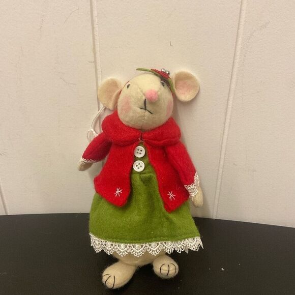 RAZ Imports MICE Felt Christmas Mouse Decor figurine 7" Tall Red Green Outfit A - Picture 1 of 8
